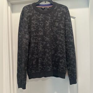 Men’s Black & Gray Printed Ted Baker London Crew Neck Sweater